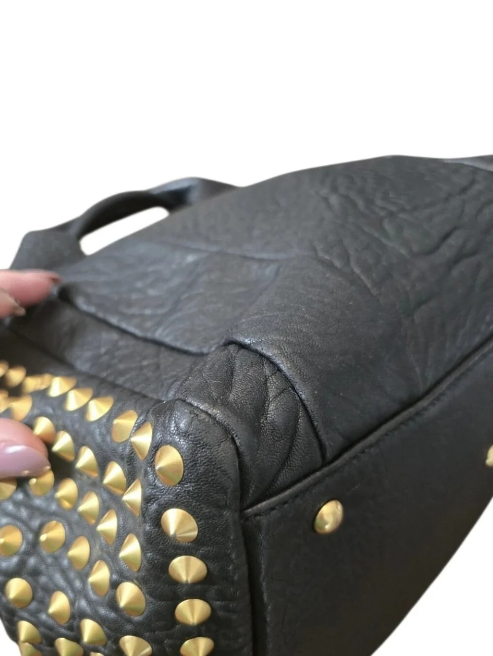 MCM Keana Studded Sheepskin Leather Satchel/Crossbody w/Dustbag In EUC